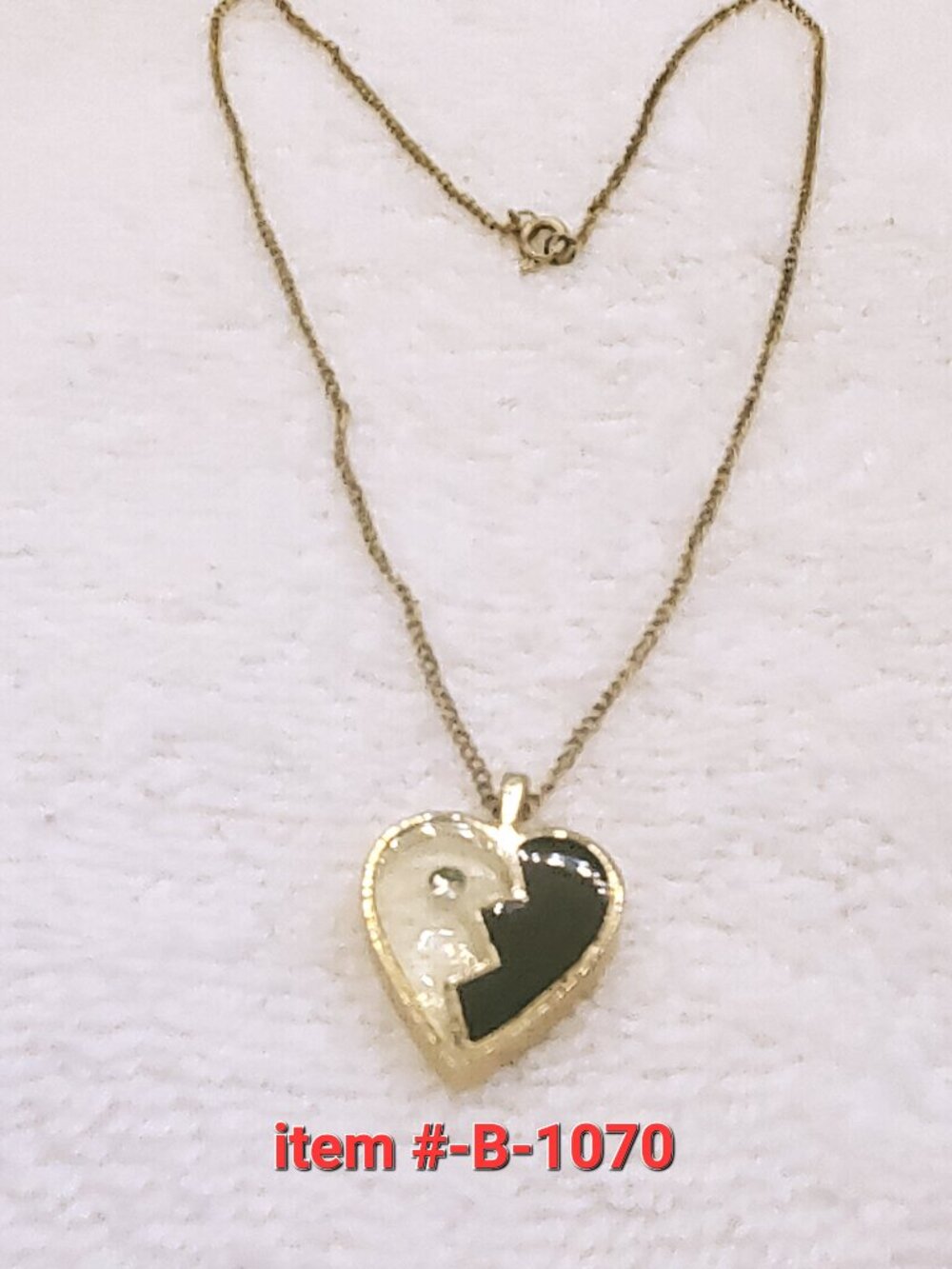 1 Gold Chain Necklace with Heart shape Pendant, item # B- 1070., wt.  6 grams.